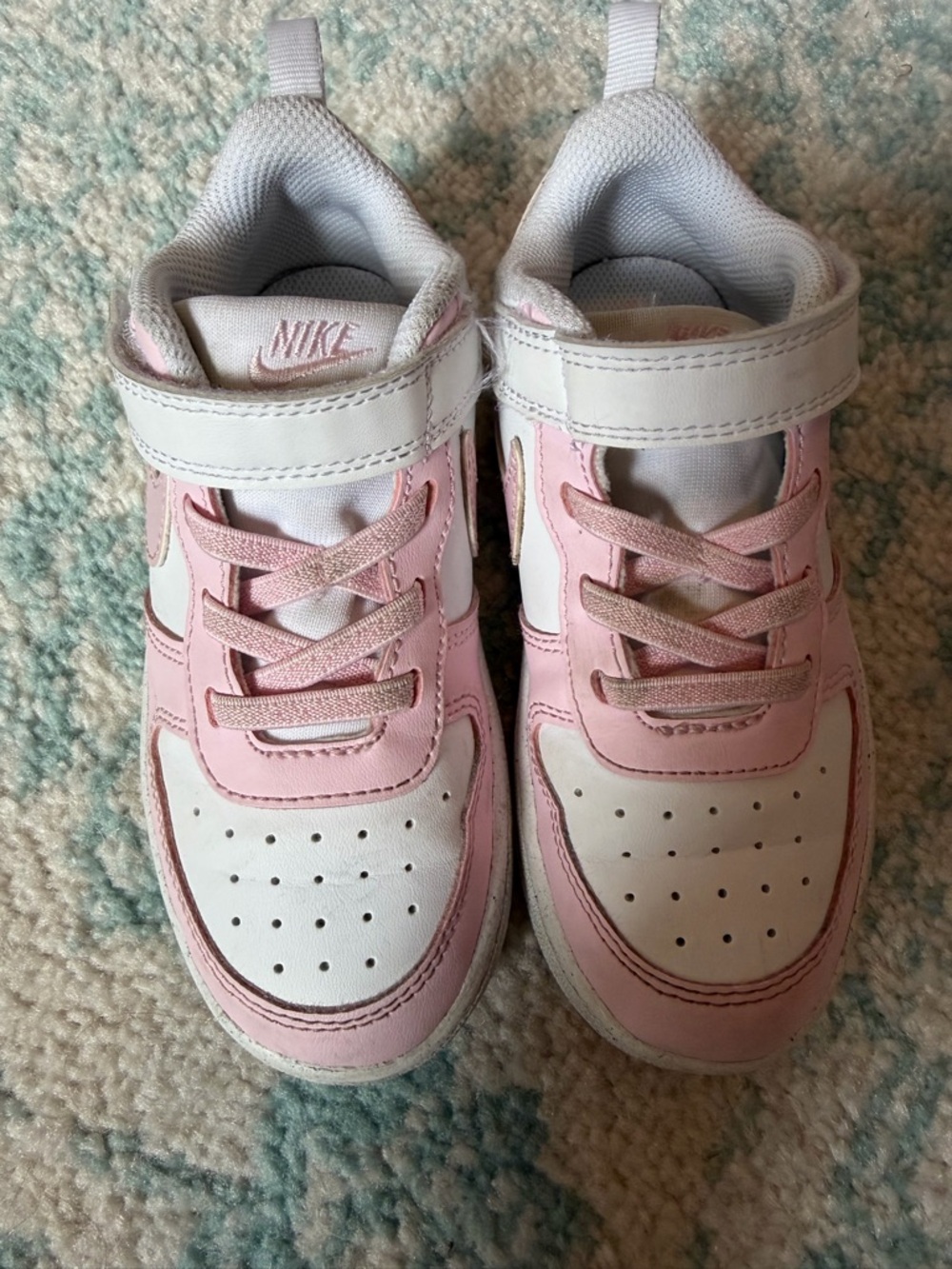 Nike Kids White and Pink Velcro Sneakers